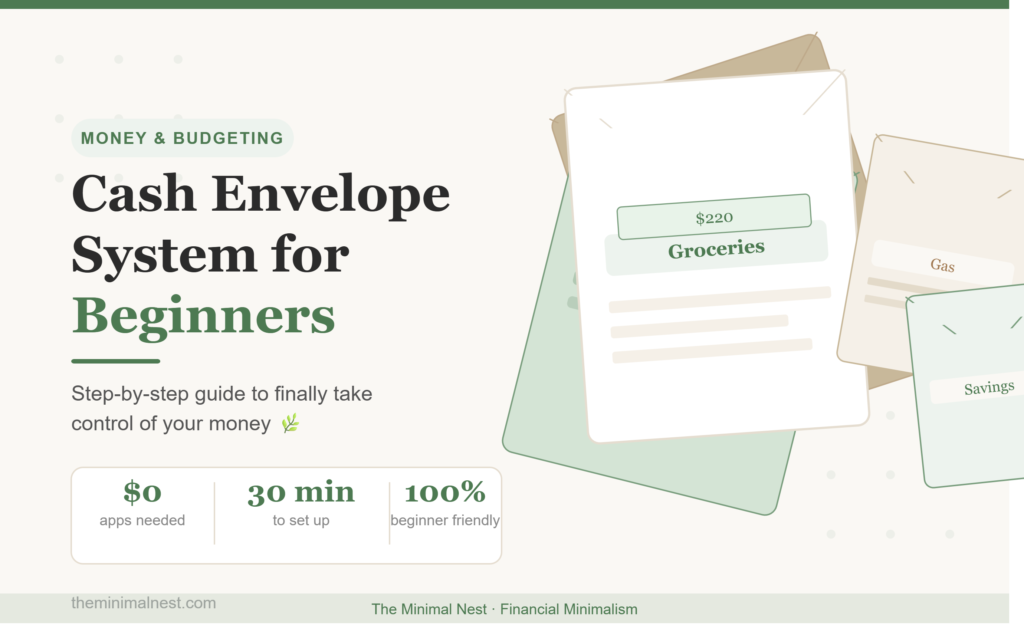 cash envelope system for beginners with labeled budget envelopes and notebook